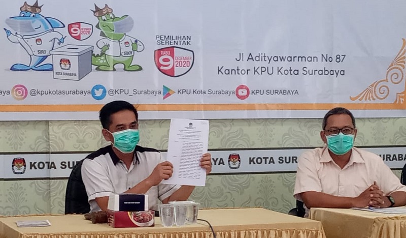 KPU Surabaya Izinkan Paslon Tidak Hadir dalam Pengundian Nomor Urut