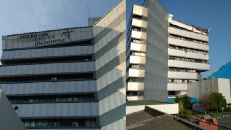 Atap Gedung Lembaga Sensor Film di Jalan MT Haryono Runtuh
