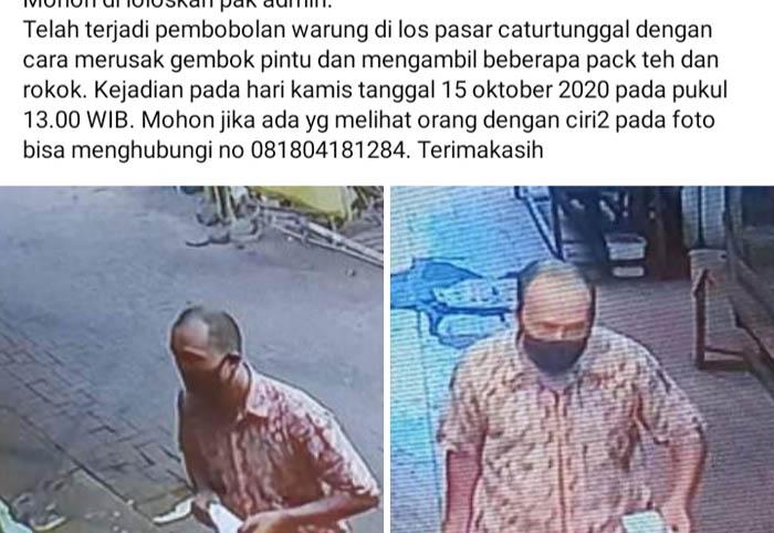 Foto Pelaku Pencurian Rokok di Pasar Caturtunggal Sleman Viral di Medsos