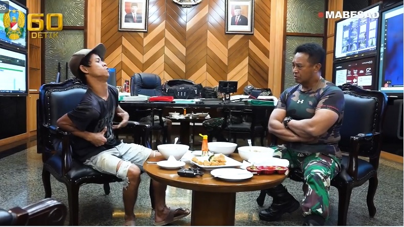 KSAD Andika Perkasa Ajak Makan Siang Sandi Rihata, Pekerja Bangunan Penyandang Disabilitas di Mabesad