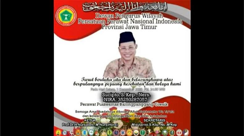 Perawat Senior di Gresik Gugur akibat Covid-19, Istri Meninggal Beberapa Hari Sebelumnya