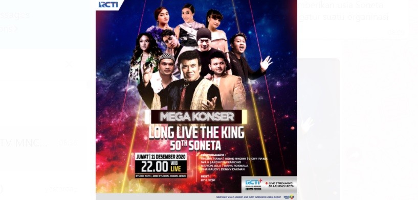 Berulang Tahun ke-74, Rhoma Irama Tampil di Mega Konser RCTI Malam Ini