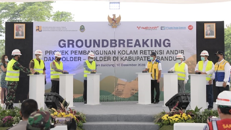 Ridwan Kamil Groundbreaking Kolam Retensi Andir untuk Atasi Banjir Kabupaten Bandung