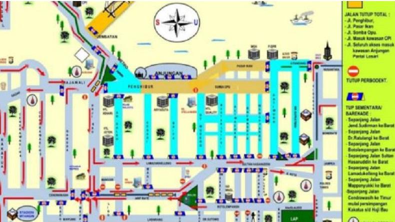 Begini Rekayasa Lalu Lintas dan Penutupan Jalan di Makassar pada Malam Tahun Baru