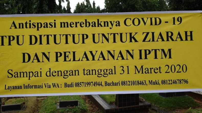 Antisipasi Korona, Layanan Ziarah di TPU Wilayah Jakarta Selatan Ditutup