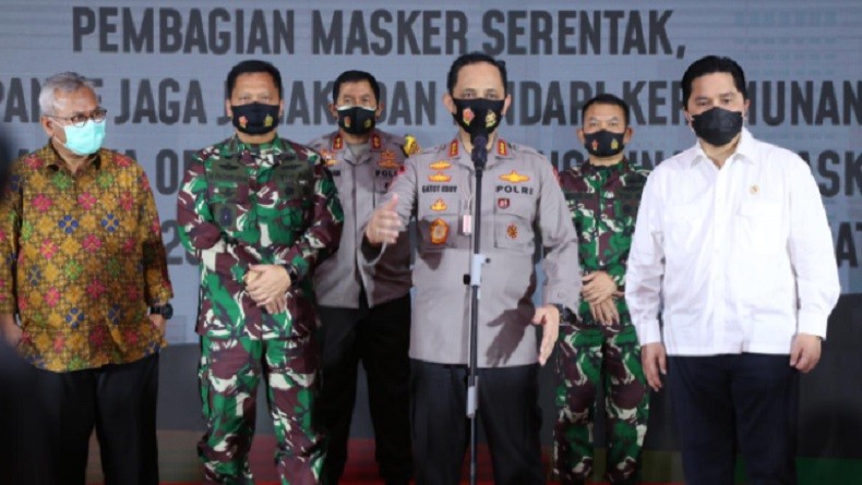 Kampanye Pilkada Aman dari Covid-19, Polri Bersama TNI dan KPU Bagikan 34 Juta Masker