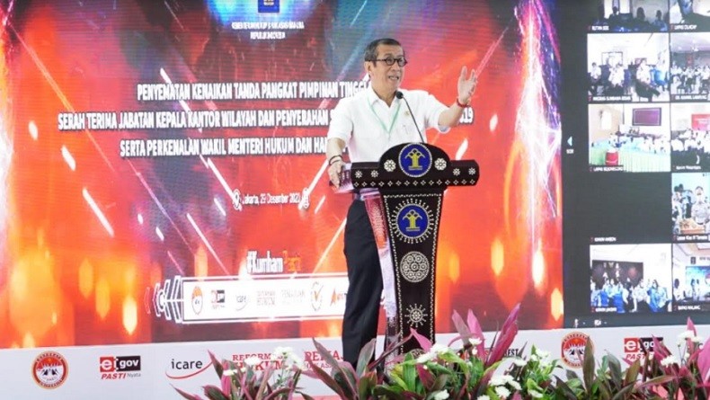 Di Hadapan Jajaran Kemenkumham, Yasonna: Perkenalkan Partner Baru Saya Edward Omar Wamenkumham 