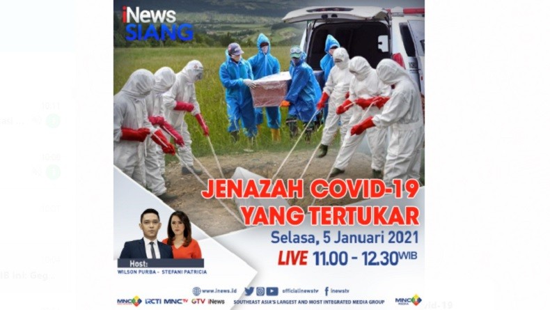 Live di iNews Siang Pukul 11.00 WIB Ini: Geger! Jenazah Covid-19 Tertukar
