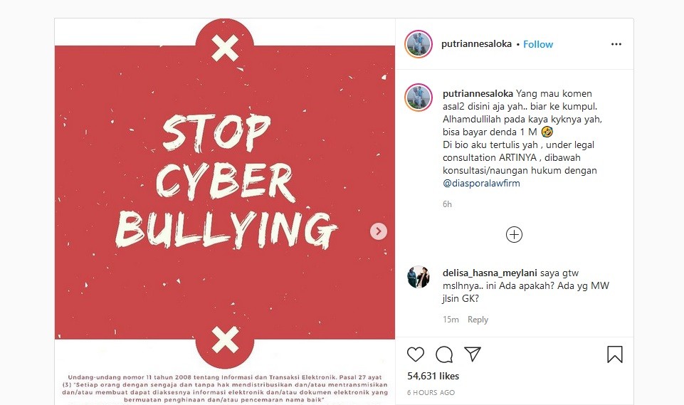 Putri Anne Ancam Polisikan Akun Pengirim Komentar Kasar, Netizen: Jangan Kasih Kendor