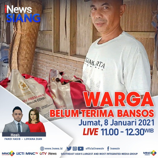 iNews Siang Live di iNews dan RCTI+ Jumat Pukul 11.00: Tak Merata, Warga Miskin Belum Terima Bansos