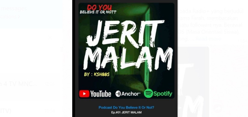 Sosok Seram saat Jerit Malam