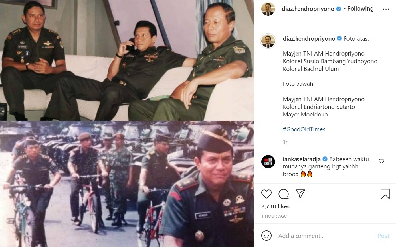 Ketum PKPI Diaz Hendropriyono Unggah Foto Masa Muda SBY dan Moeldoko