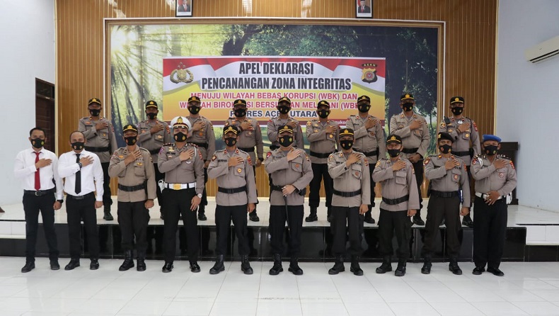 Polres Aceh Utara Gelar Apel Deklarasi Pencanangan Zona Integritas Menuju WBK dan WBBM