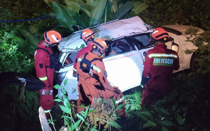 Mobil Wisatawan Terperosok ke Kebun Teh di Ciwidey Bandung, 8 Orang Syok, 1 Luka Ringan