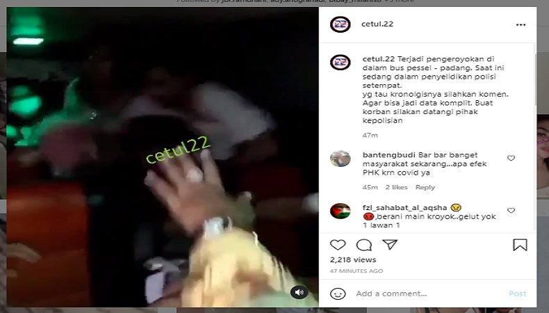 Viral, Penumpang Babak Belur Dikeroyok Sejumlah Orang di Bus Menuju Padang