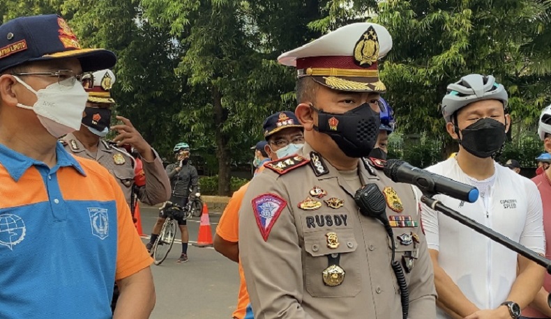 Uji Coba Jalur Lintasan Road Bike di Sudirman, Polda Metro Jaya Kerahkan Personel
