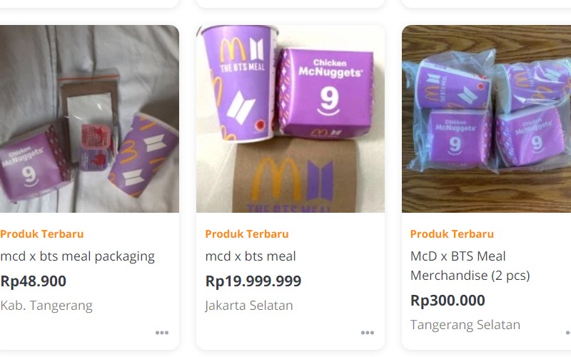 Wow! Kemasan Bekas BTS Meal di E-Commerce Dijual hingga Jutaan Rupiah