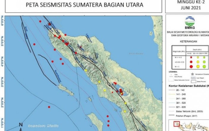 BMKG Catat 58 Kali Gempa Bumi Guncang Sumut dan Aceh Sepanjang Pekan Kedua Juni