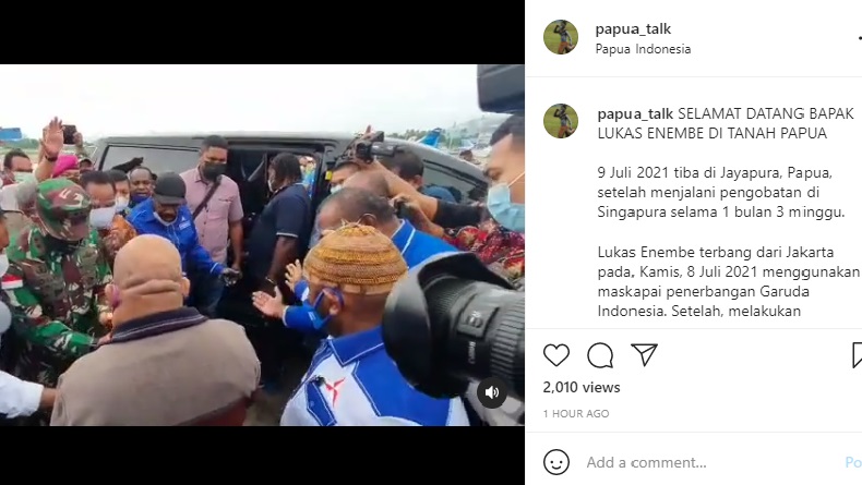 Detik-Detik Kedatangan Lukas Enembe di Papua Viral di Medsos