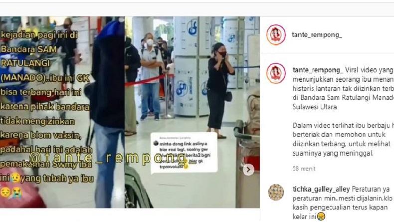 Viral Ibu-Ibu Histeris di Bandara Tak Bisa Terbang ke Pemakaman Suami Gegara Belum Vaksin