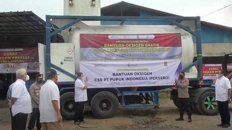 Polda Lampung Salurkan 15 Ton Oksigen Gratis untuk Warga Isoman yang Membutuhkan