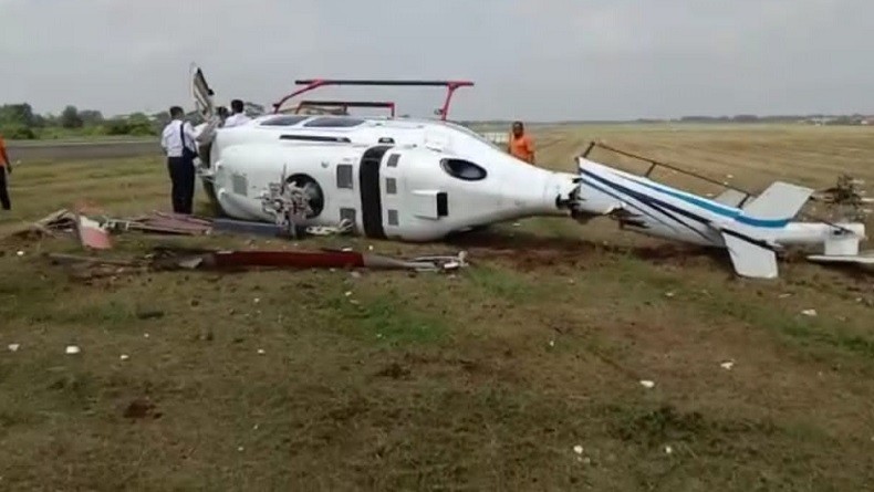 Terbang Ketinggian 100 Meter, Helikopter di Curug Terhempas Angin Kencang hingga Terjatuh