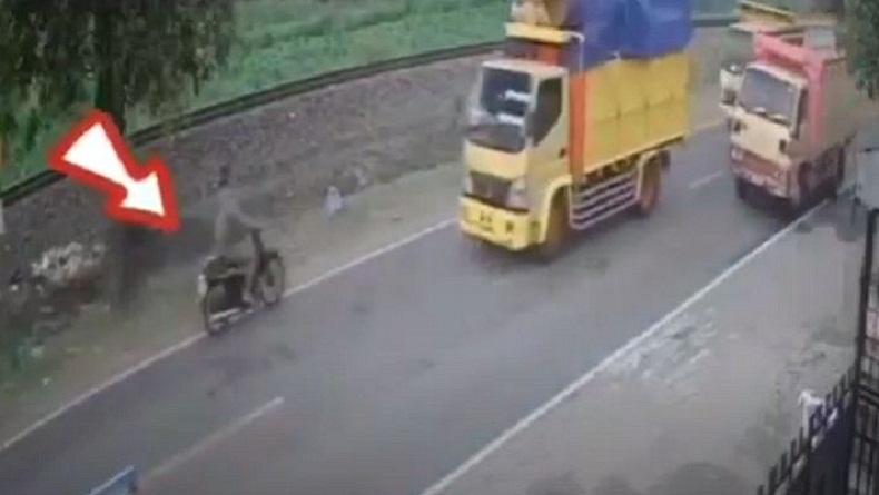 Terekam CCTV Truk Tabrak Pemotor hingga Tewas di Blitar, Korban Terlempar 10 Meter