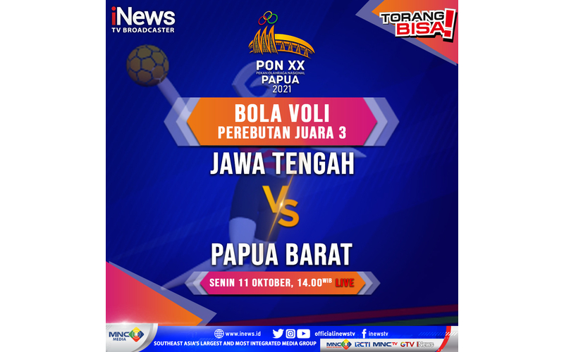 Live di iNews! Tim Voli Putra Jawa Tengah Hadapi Papua Barat dalam Perebutan Juara 3 PON XX