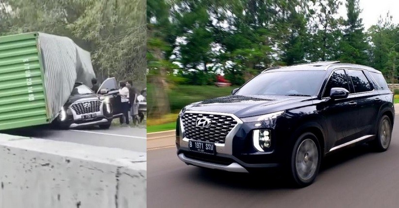 5 Fakta Hyundai Palisade Tertimpa Truk Kontainer Warna Hijau, SUV Seharga Rp1 Miliar