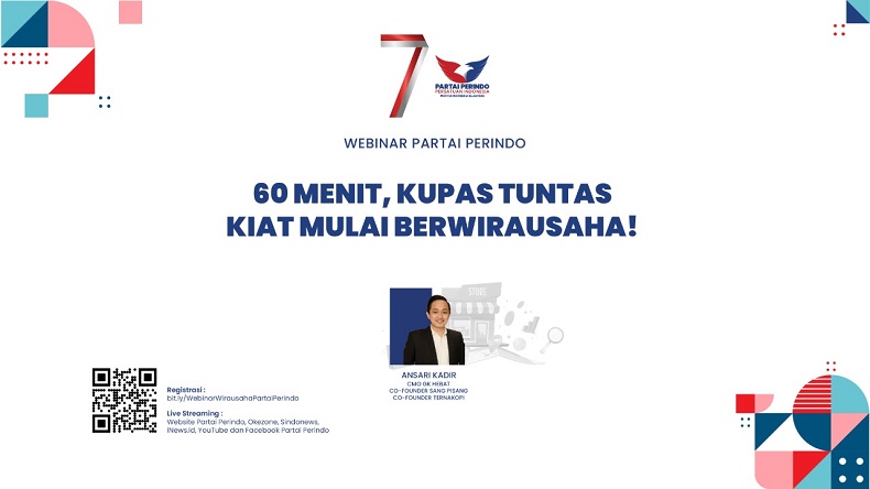 Besok Partai Perindo Gelar Webinar Gratis Jurus Awali Bisnis, Cek Link Registrasinya di Sini!