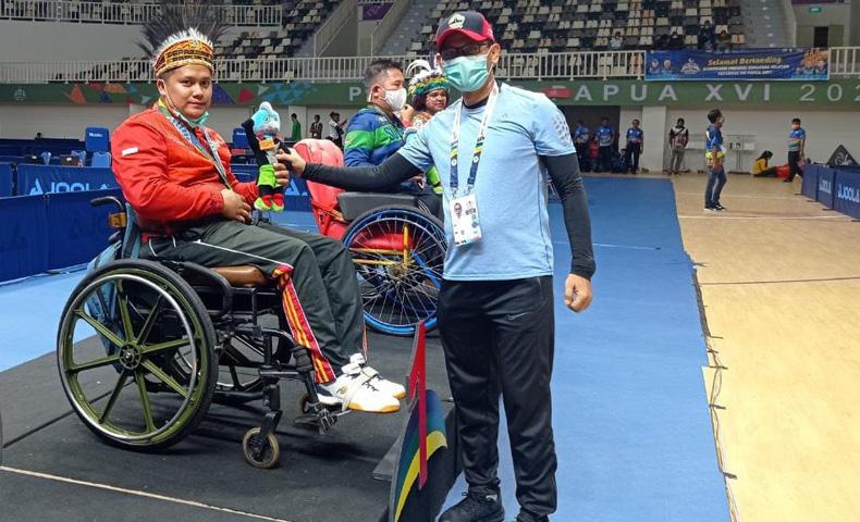 Hebat, Atlet Difabel Prajurit Kodim Klaten Ini Raih 4 Medali Tenis Meja di Peparnas Papua