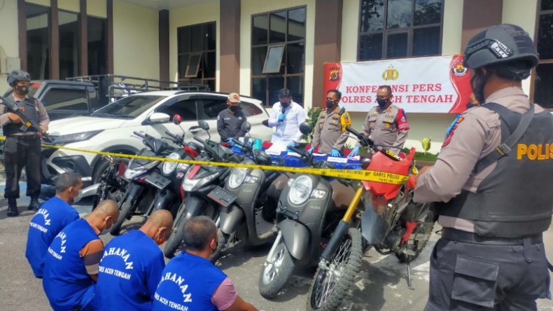 Pelaku Curanmor Antarprovinsi di Aceh Tengah Diciduk, 7 Motor Disita