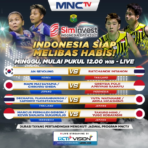 Minions dan Greysia/Apriyani Lawan Wakil Jepang di Final SimInvest Indonesia Open 2021 Hari Ini