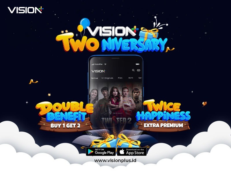 Vision+ Twoniversary: Promonya Double, Serunya Juga Double, Cek di Sini!