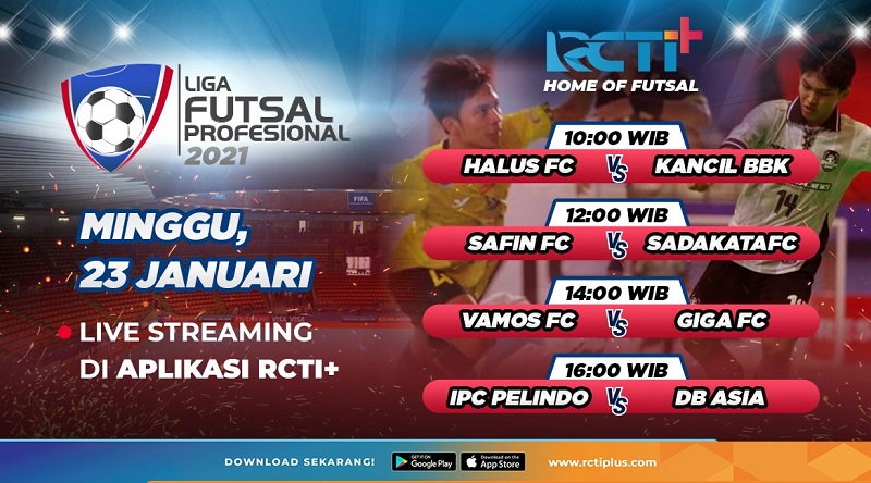 Link Live Streaming Liga Futsal Profesional Hari Ini: Halus FC, Vamos hingga Pelindo Main