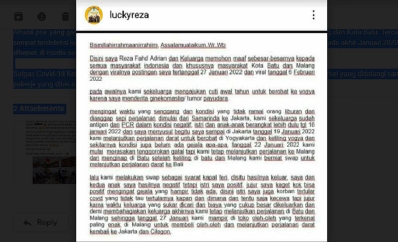 Wisatawan Viral Pamer Jalan-Jalan saat Positif Covid-19 Minta Maaf, Ini Isinya 