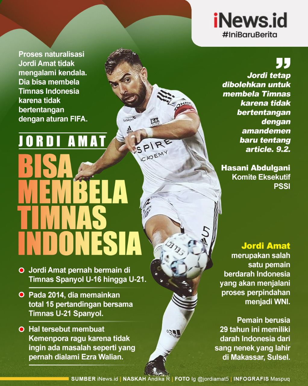 Infografis Proses Naturalisasi Jordi Amat Lancar dan Tanpa Kendala