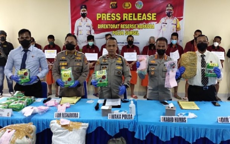 Polda Sumsel Ungkap 7 Kasus Narkoba Menonjol, Salah Satunya Dikendalikan dari Lapas 