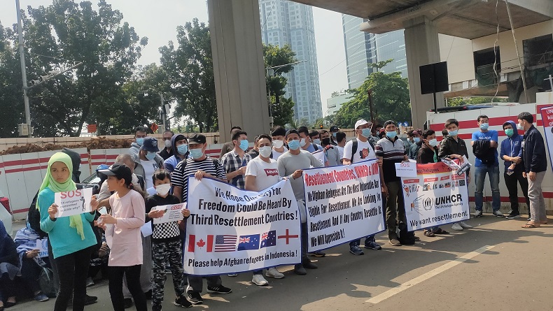 Pengungsi asal Afghanistan Geruduk Kantor UNHCR di Jakarta