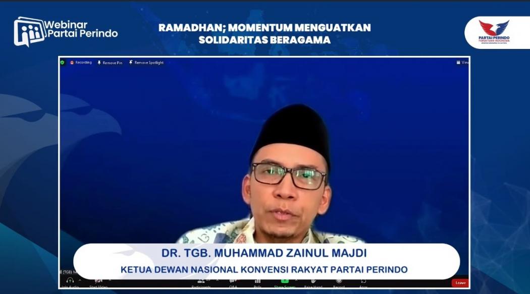 Di Webinar Perindo, TGB: Keberagaman Itu Aset yang Luar Biasa