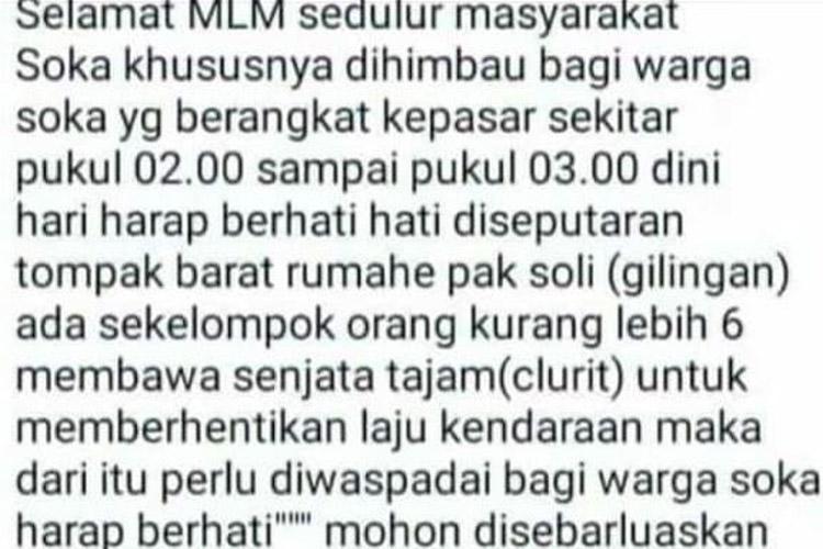 Warga Gunungkidul Resah dengan Beredarnya Kabar Hoaks Aksi Klitih 