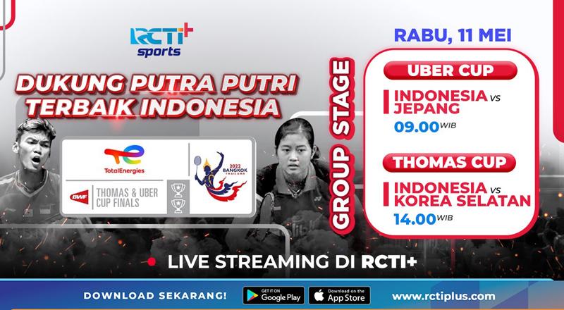 Link Live Streaming Indonesia Vs Korsel Piala Thomas 2022 di RCTI+ Hari Ini
