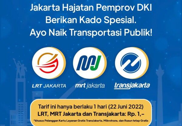 Sambut HUT ke-495 Jakarta, Naik Transjakarta, LRT dan MRT Cuma Bayar Rp1 Besok