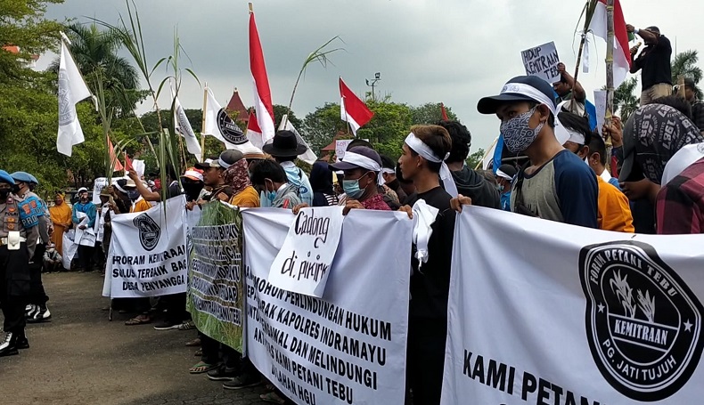 Kerap Diganggu Ormas, Ribuan Petani Tebu Indramayu Demo Minta Perlindungan Hukum