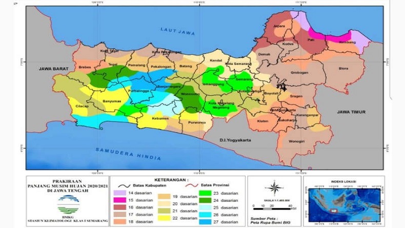 BMKG Prediksi Cuaca Ekstrem Berpotensi di Jateng pada 21-23 Februari 2023