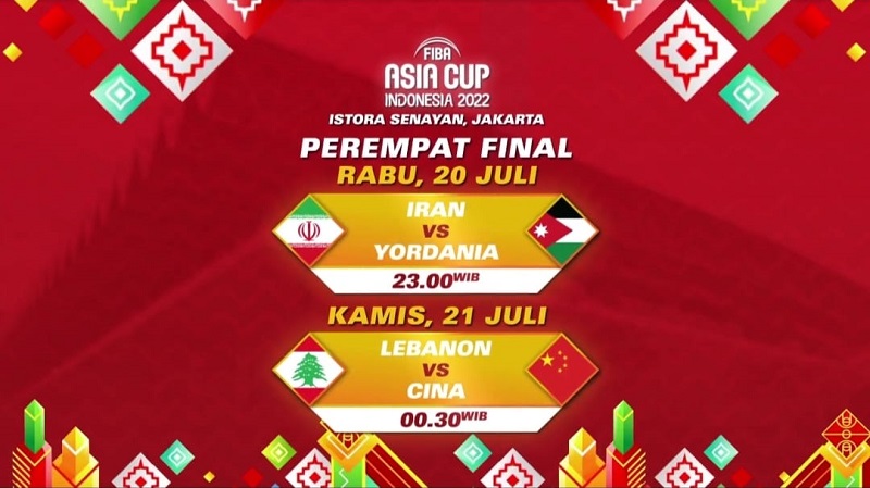 Saksikan Iran Vs Yordania dan Lebanon vs Cina di Perempat Final FIBA Asia Cup 2022, Hanya di iNews