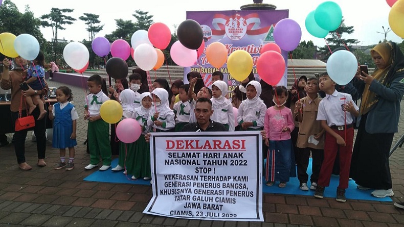 Peringatan HAN 2022, Puluhan Pelajar di Ciamis Gelar Deklarasi Stop Kekerasan Anak