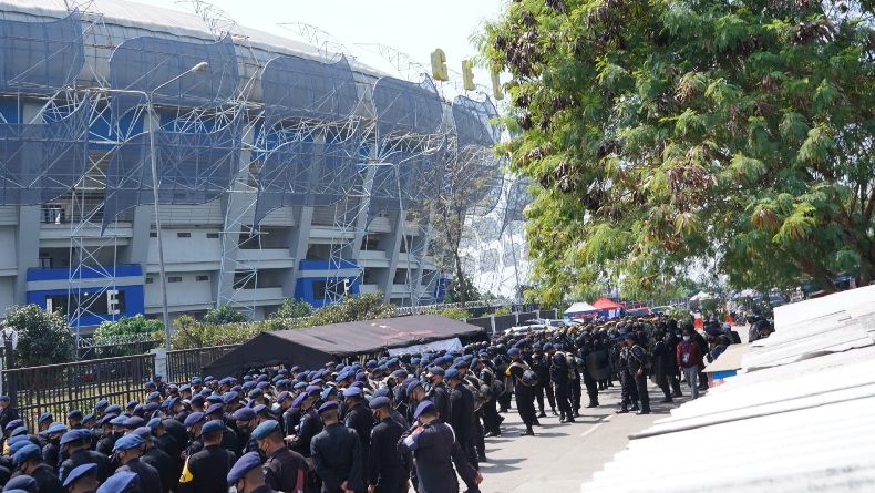 Ribuan Polisi Amankan Laga Timnas Indonesia vs Curacao di Stadion GBLA