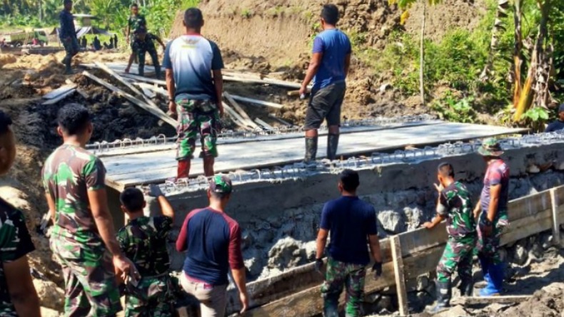 Buat Jalan Sepanjang 1.100 Meter, Pekerjaan Fisik TMMD Kodim Talaud Capai 65 Persen