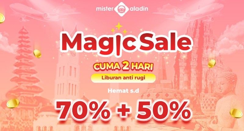Cuma 2 Hari! Liburan Anti Rugi Diskon s.d 70% + 50% hanya di Mister Aladin